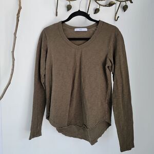 Wilt long sleeve round hem khaki green top